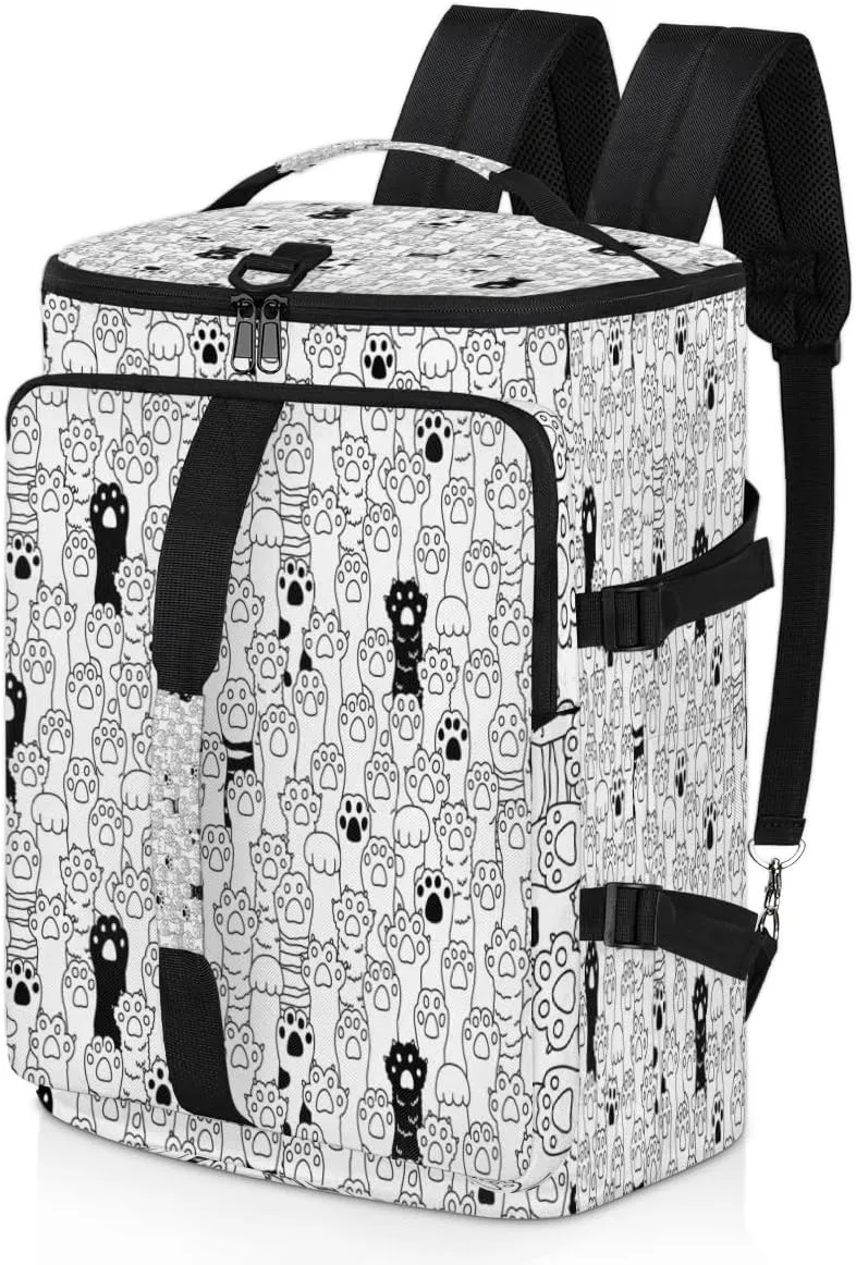 Large Sports Gym Bag With Shoe & Laptop Compartment 47L Waterproof Travel Duffel Bags for Men Women Cat Footprint Luggage Backpack Duffle Bag
