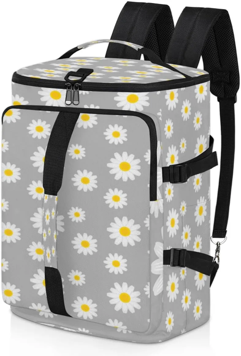 Large Sports Gym Bag With Shoe & Laptop Compartment 47L Waterproof Travel Duffel Bags for Men Women Cute Daisy Flower Pattern Luggage Backpack Duffle Bag