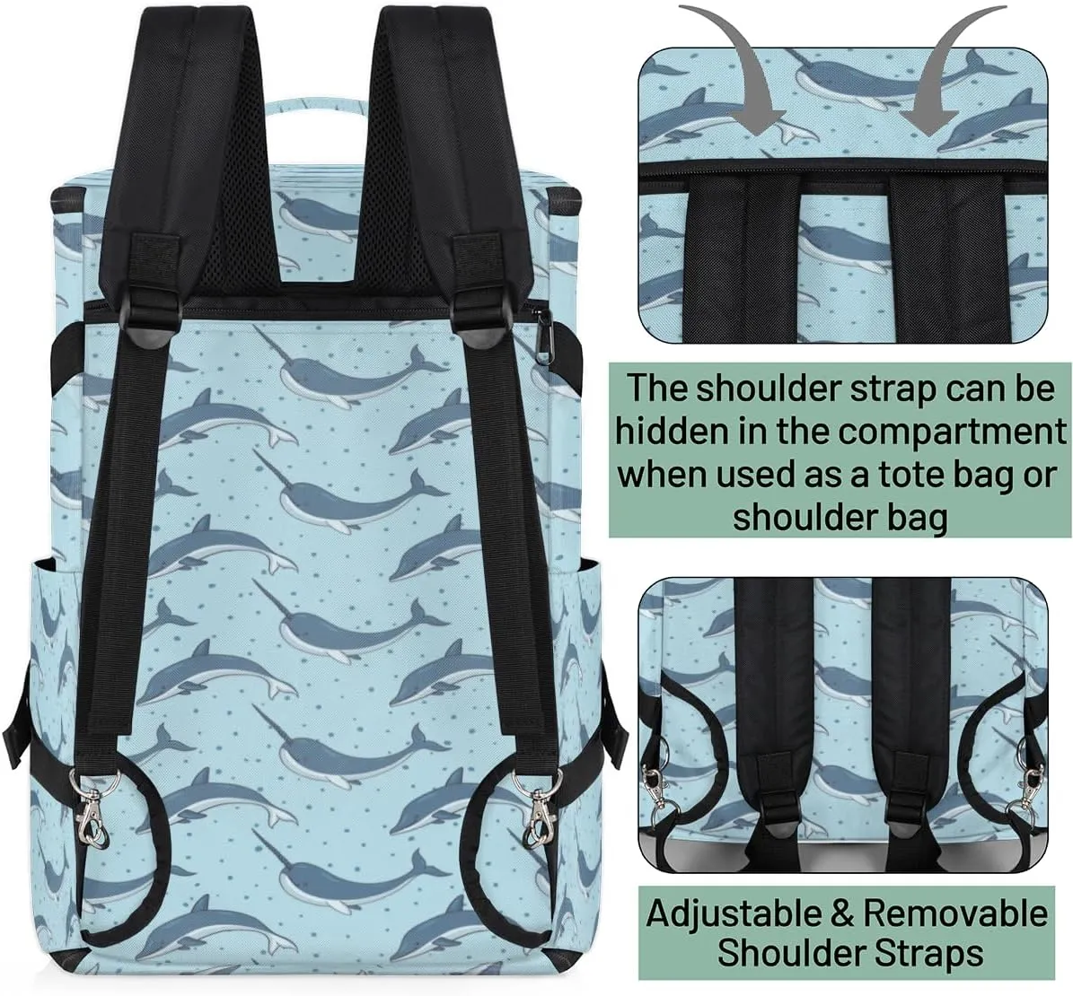 Large Sports Gym Bag With Shoe & Laptop Compartment 47L Waterproof Travel Duffel Bags for Men Women Dolphin Print Luggage Backpack Duffle Bag