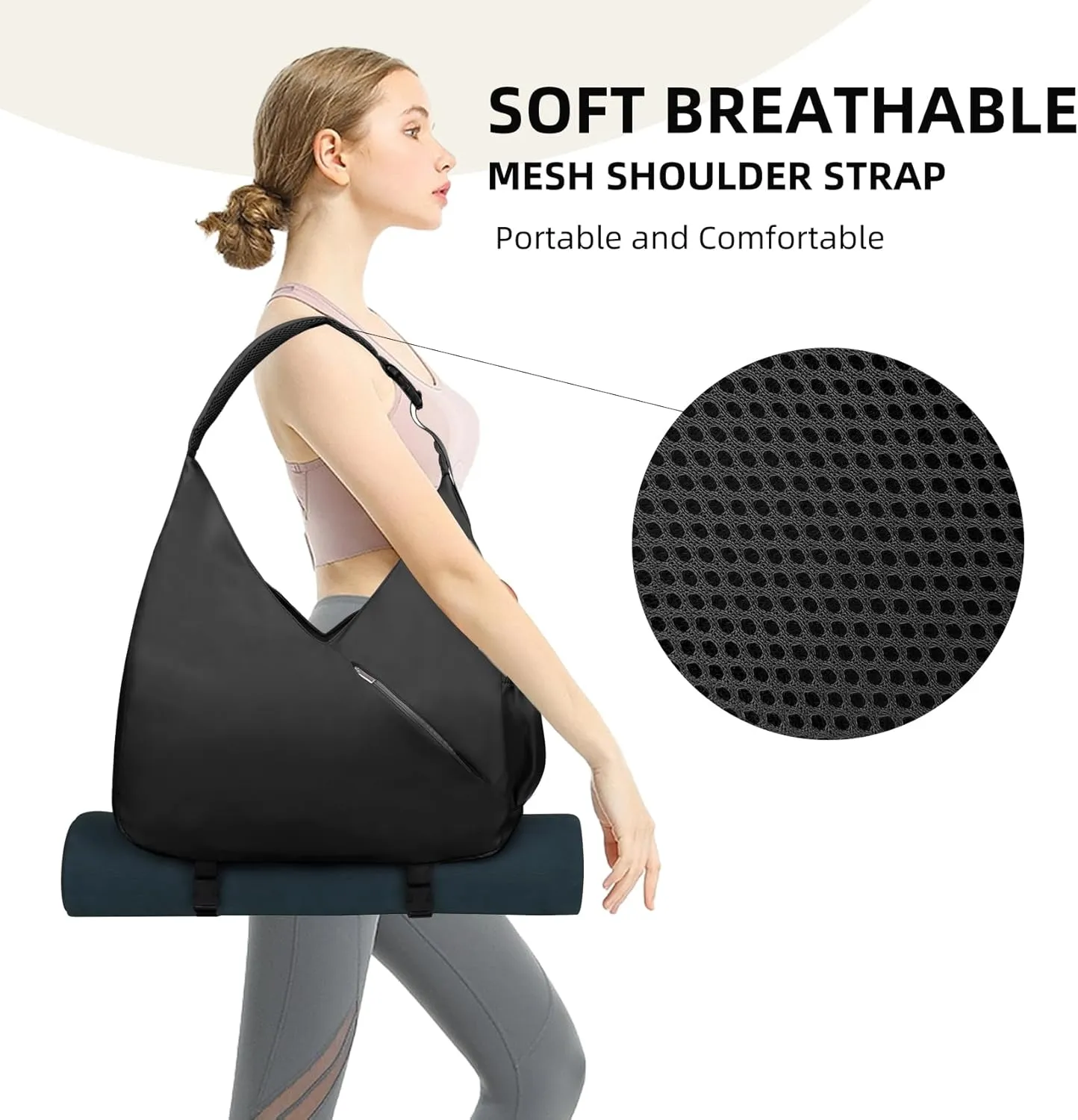 Large Yoga Gym Bag for Women Sport Duffel Bag with Hide Yoga Mat Holder and Shoe Compartment Travel Tote Bag with Wet Pocket