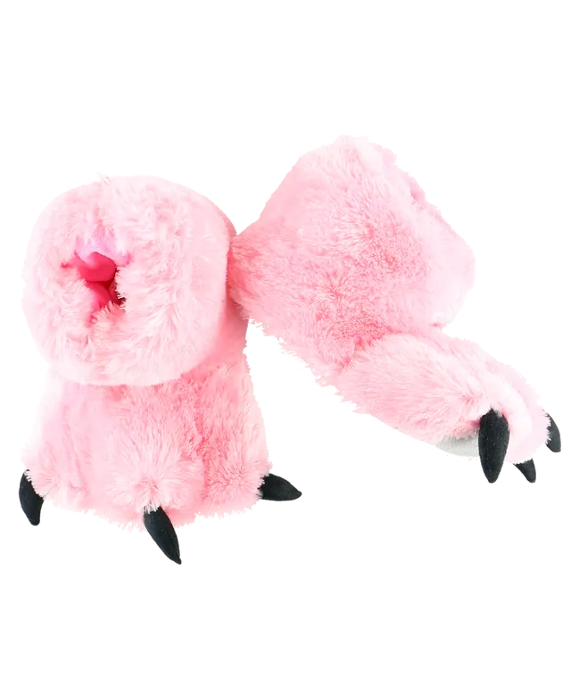 LazyOne Pink Bear Kid and Adult Paw Slippers