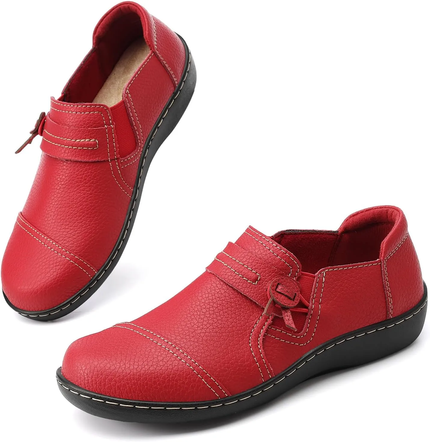 LAZYPOP Women's Classic Comfort Leather Loafers Cute Slip-Ons Casual Dress Shoes Lightweight Walking Flats Everyday Work Shoes
