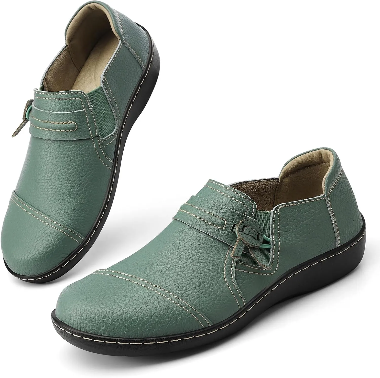 LAZYPOP Women's Classic Comfort Leather Loafers Cute Slip-Ons Casual Dress Shoes Lightweight Walking Flats Everyday Work Shoes
