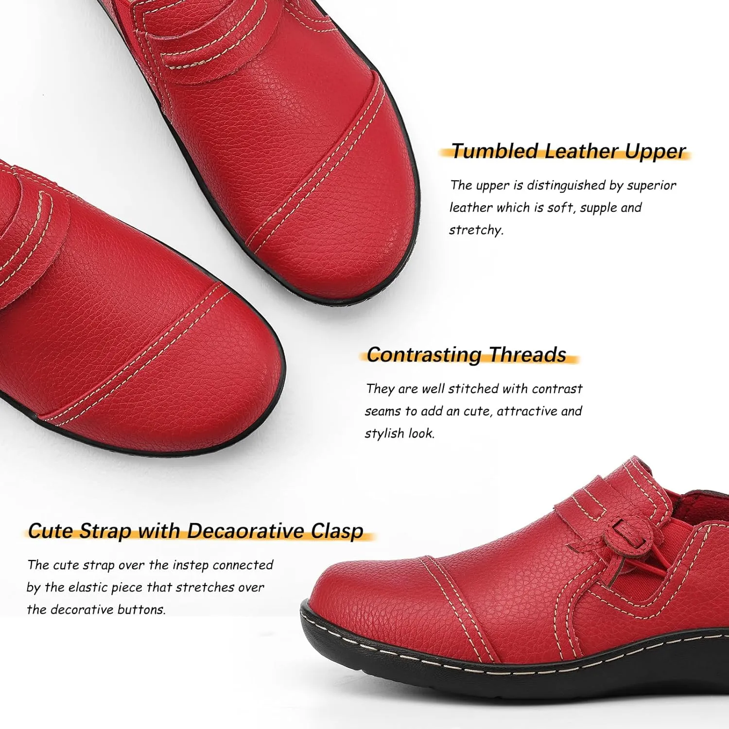 LAZYPOP Women's Classic Comfort Leather Loafers Cute Slip-Ons Casual Dress Shoes Lightweight Walking Flats Everyday Work Shoes