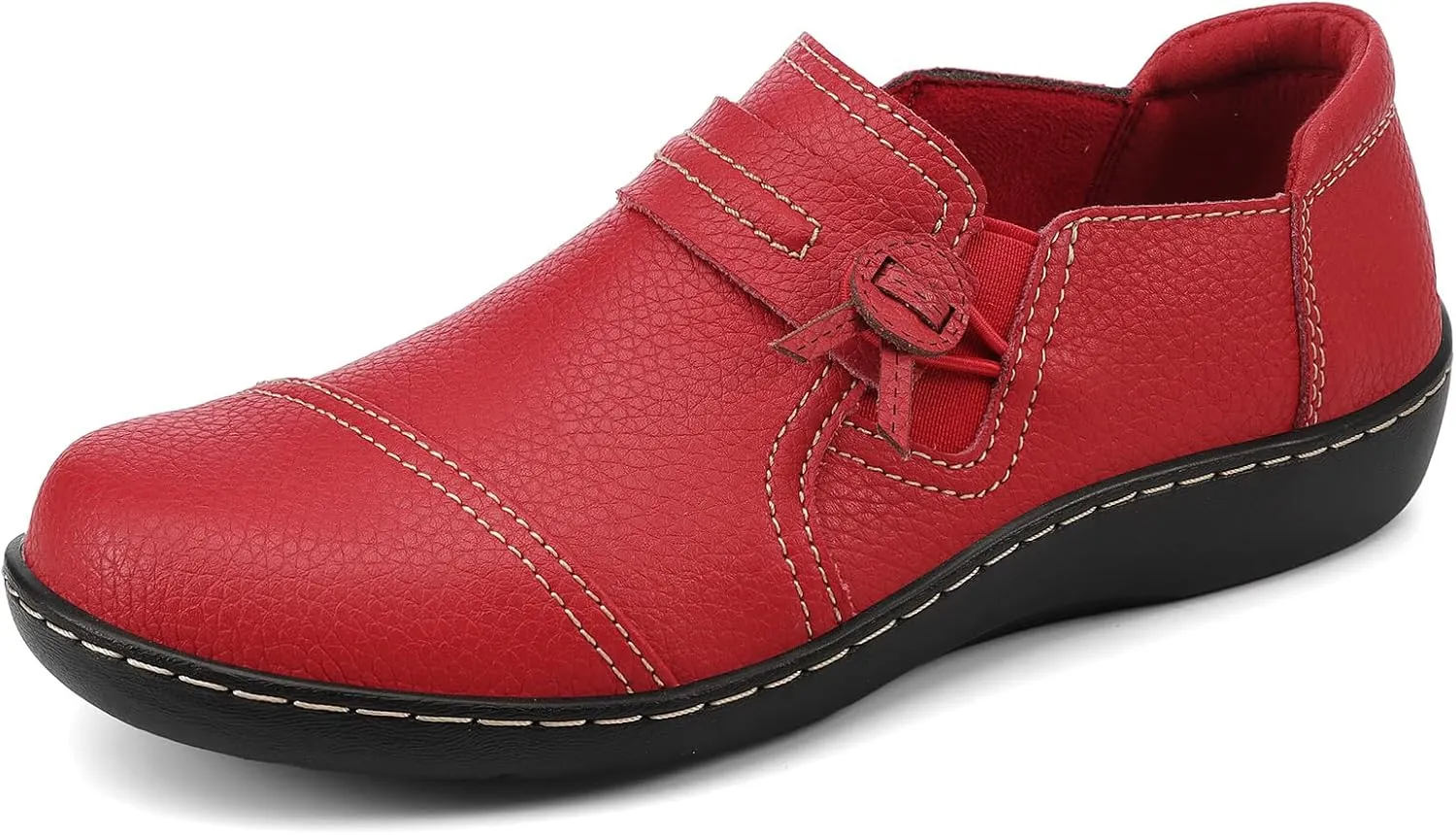 LAZYPOP Women's Classic Comfort Leather Loafers Cute Slip-Ons Casual Dress Shoes Lightweight Walking Flats Everyday Work Shoes