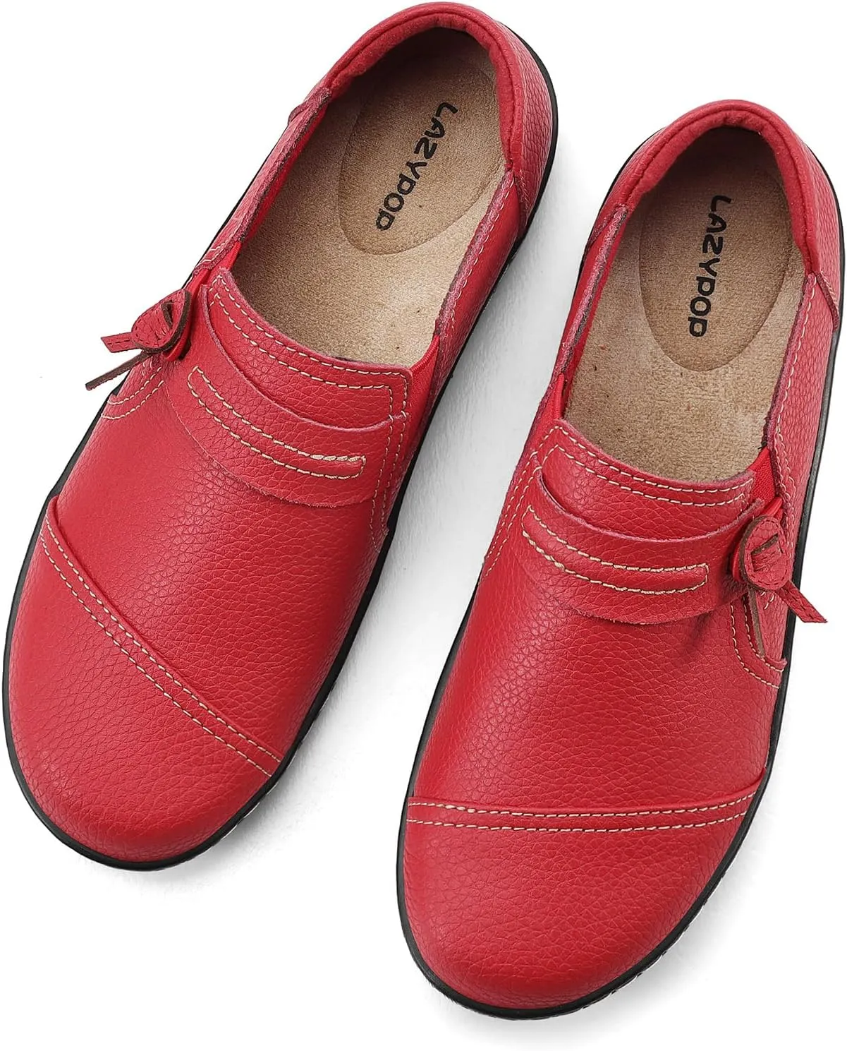 LAZYPOP Women's Classic Comfort Leather Loafers Cute Slip-Ons Casual Dress Shoes Lightweight Walking Flats Everyday Work Shoes
