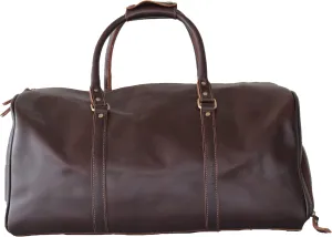 Leather Travel Duffel Bag, 22"Leather Weekender Bag with Shoe Compartment, Handmade Waterproof Duffel Bag for Men&Women, Weekender Overnight Bag with Shoe Pouch (3 Dark Brown)