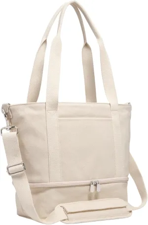 Lo & Sons Catalina Day Tote - Premium Canvas Everyday & Travel Bag with Shoe Compartment, Luggage Sleeve, Padded Strap