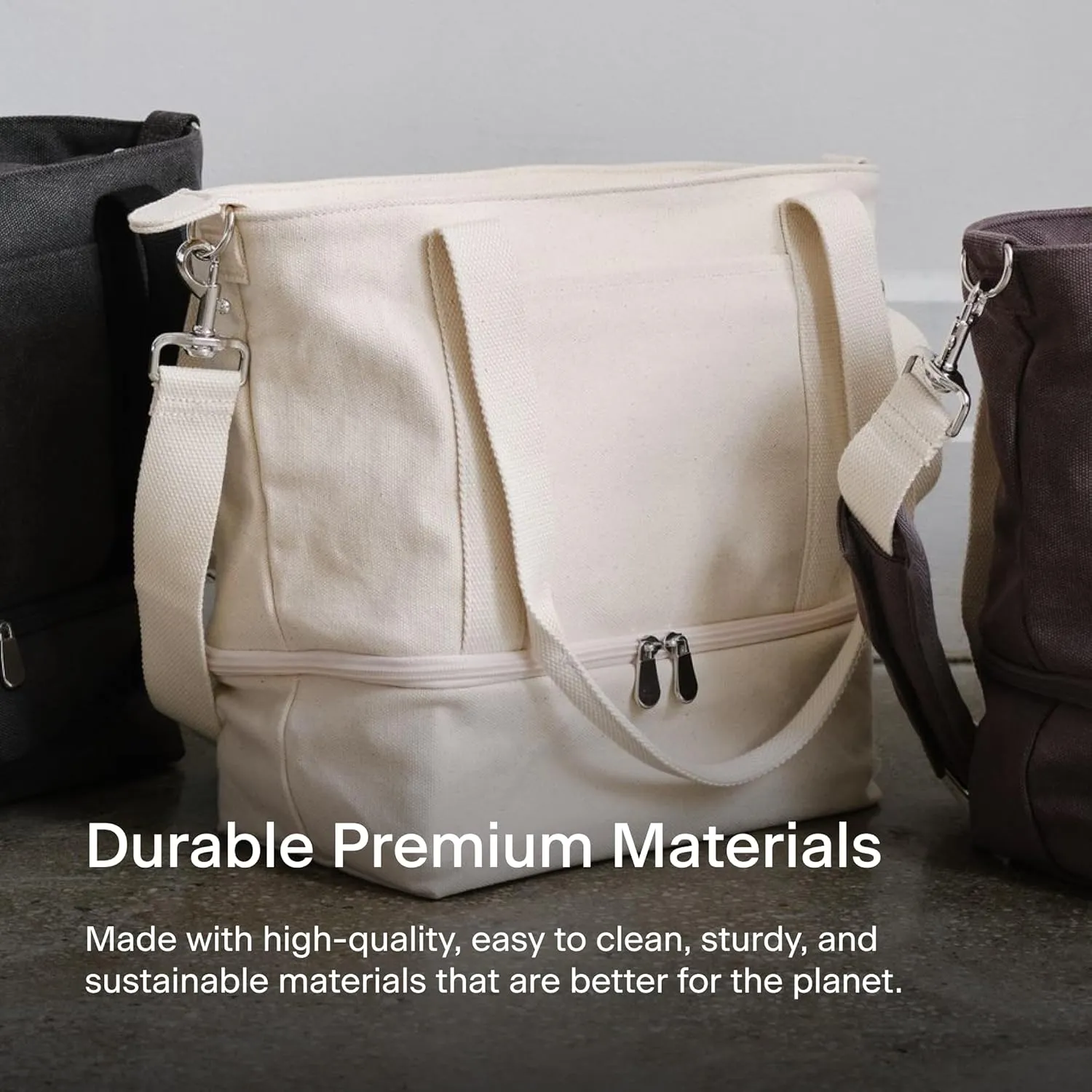 Lo & Sons Catalina Day Tote - Premium Canvas Everyday & Travel Bag with Shoe Compartment, Luggage Sleeve, Padded Strap