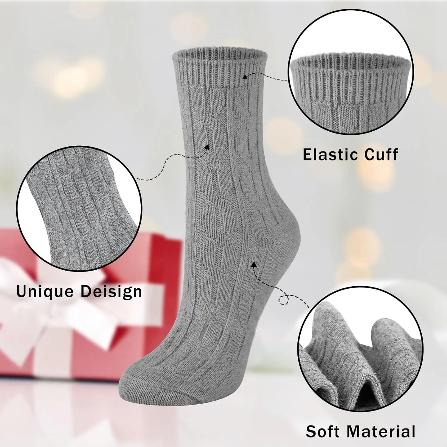 Loritta Wool Socks for Women Warm Winter Socks Thick Knit Soft Cabin Cozy Crew Boot Sock Gifts