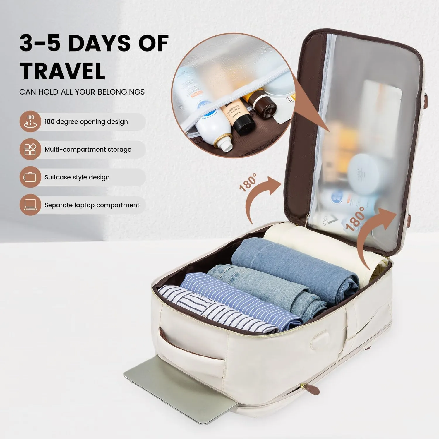 LOVEVOOK Travel Backpack Carry On Airline Approved, 50L Large Backpack with 3 Packing Cubes, TSA Travel Essentials Carry On Bag, Waterproof Weekender Overnight Luggage Daypack, Fits 18 Inch Laptop