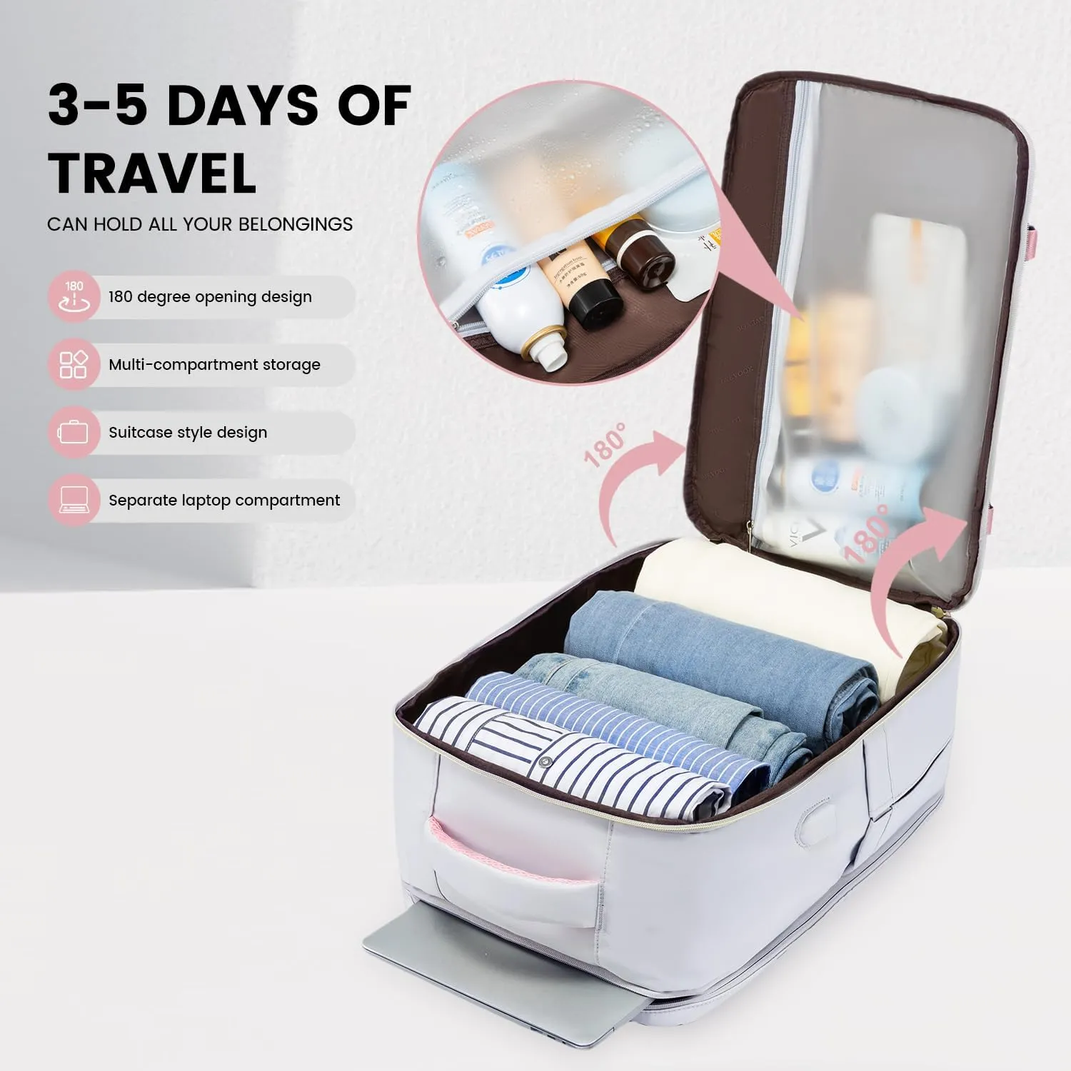 LOVEVOOK Travel Backpack for Women, 40L Carry On Backpack with 3 Packing Cubes,TSA Personal Item Travel Bag Airline Approved, Water Resistant Weekender Overnight Luggage Daypack, Fits 17 Inch Laptop