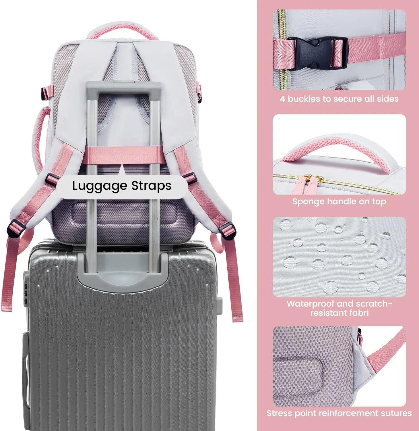 LOVEVOOK Travel Backpack for Women, 40L Carry On Backpack with 3 Packing Cubes,TSA Personal Item Travel Bag Airline Approved, Water Resistant Weekender Overnight Luggage Daypack, Fits 17 Inch Laptop