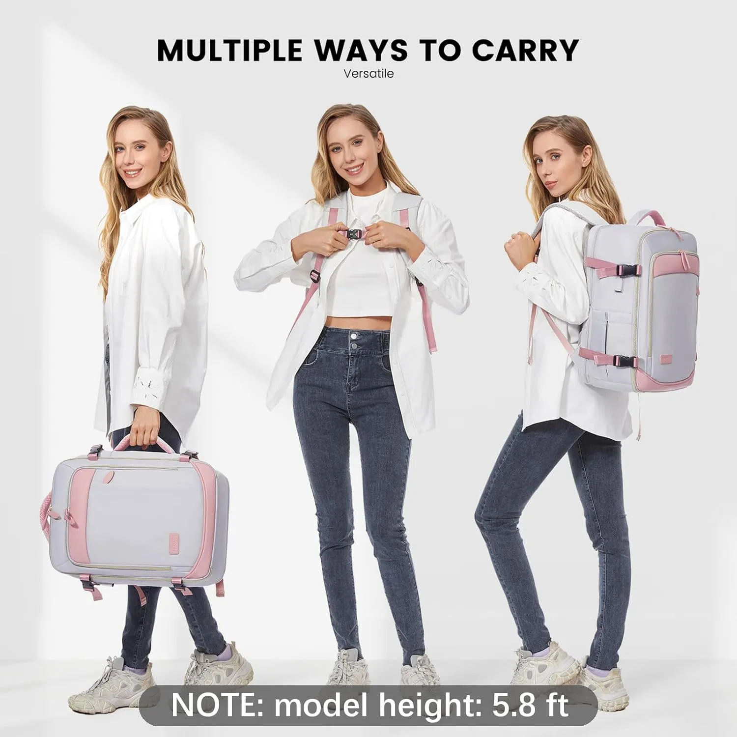 LOVEVOOK Travel Backpack for Women, 40L Carry On Backpack with 3 Packing Cubes,TSA Personal Item Travel Bag Airline Approved, Water Resistant Weekender Overnight Luggage Daypack, Fits 17 Inch Laptop