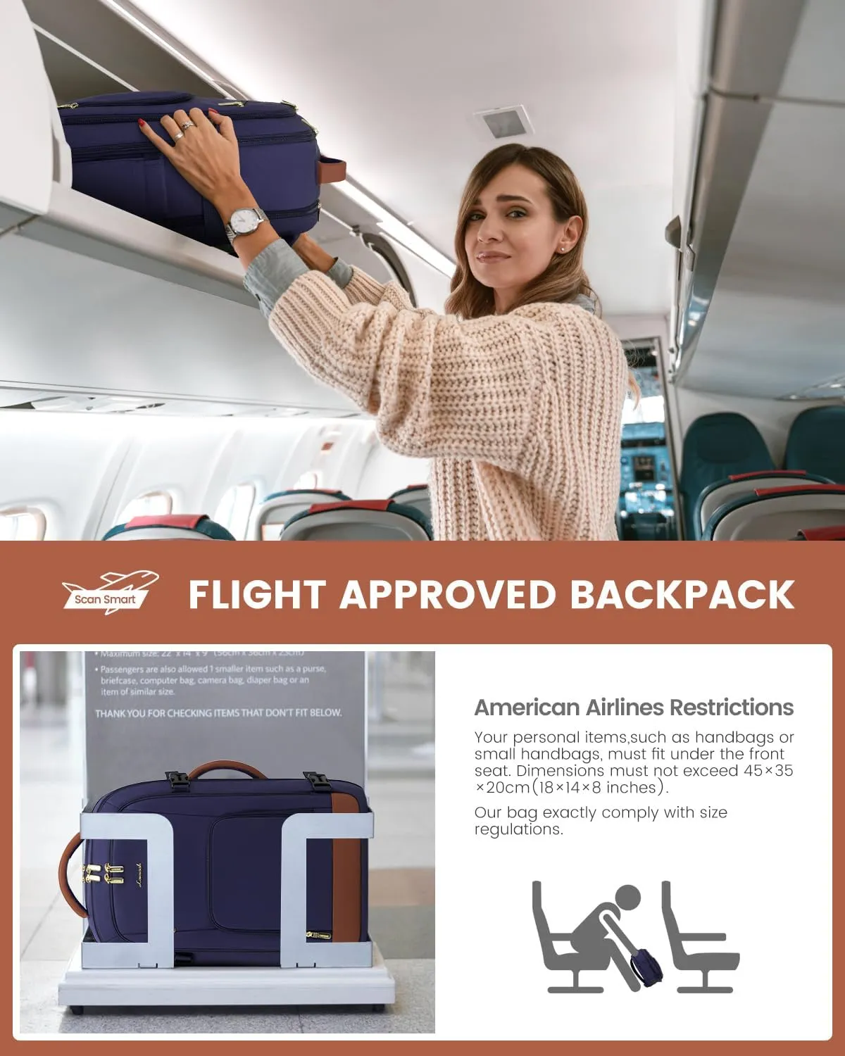 LOVEVOOK Travel Backpack For Women Flight Approved, 40L Large Carry On Backpack, Personal Item Travel Bag for Airplanes, Business 17 Inch Laptop Backpack, Weekender Overnight Daypack, With 2 Cubes