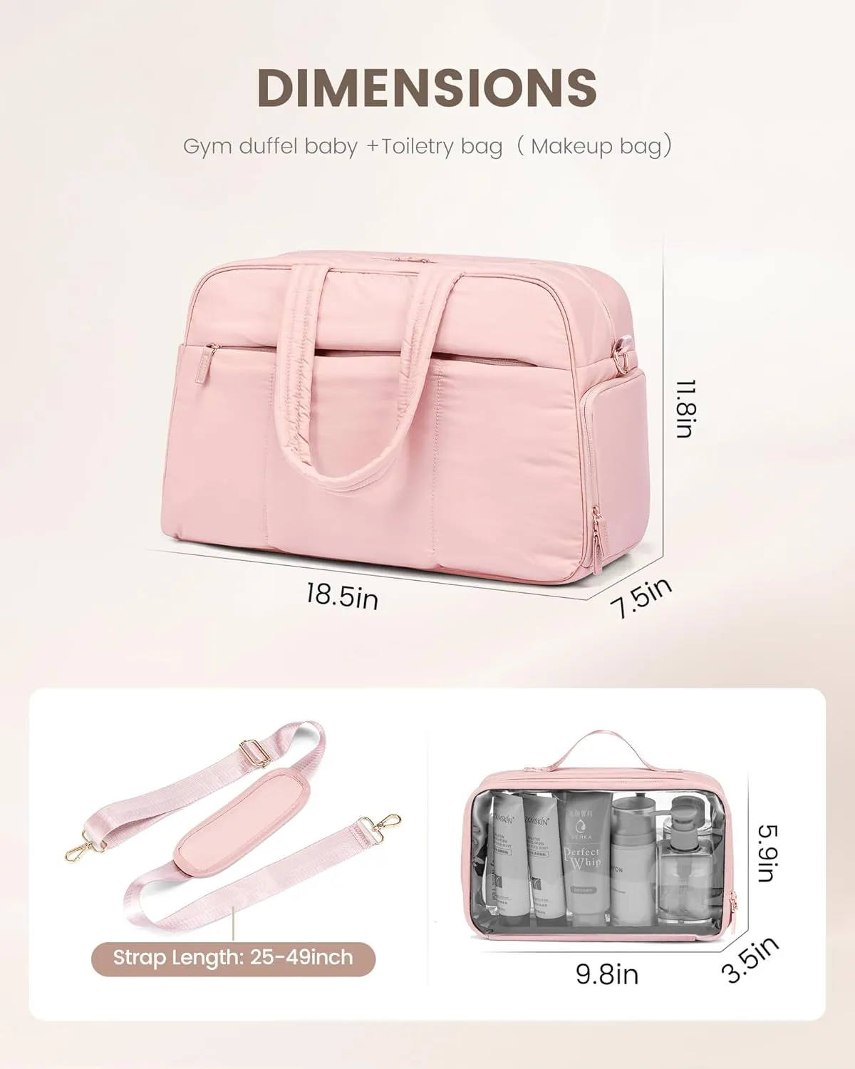 LOVEVOOK Travel Duffel Bag, Gym Bag for Women with Shoe Compartment, Carry on Weekender Bags with Wet Pocket for Women,Water Resistant Puffer Bag Workout Bag for Sports Gym