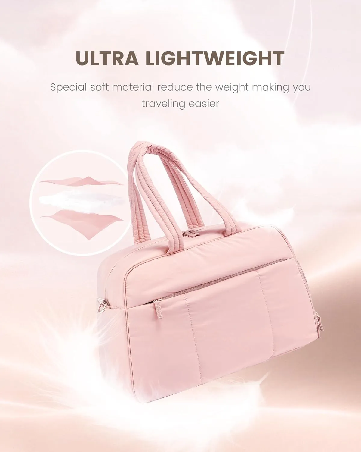 LOVEVOOK Travel Duffel Bag, Gym Bag for Women with Shoe Compartment, Carry on Weekender Bags with Wet Pocket for Women,Water Resistant Puffer Bag Workout Bag for Sports Gym