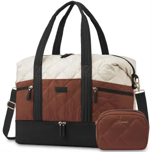 LOVEVOOK Travel Duffle Bag, Lightweight Weekender Bags for Women with Shoe Compartment, Puffer Gym Bag Personal Item Travel Bag, Quilted Carry On Overnight Bags and Hospital Bag for Labor and Delivery