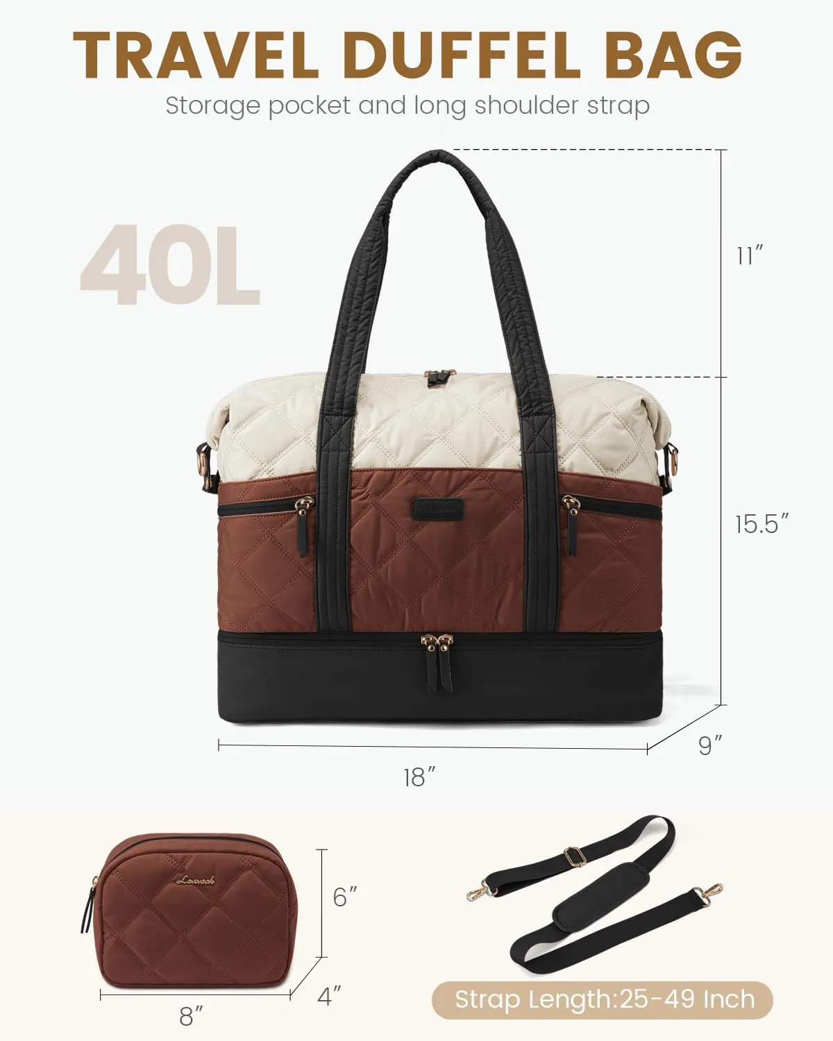 LOVEVOOK Travel Duffle Bag, Lightweight Weekender Bags for Women with Shoe Compartment, Puffer Gym Bag Personal Item Travel Bag, Quilted Carry On Overnight Bags and Hospital Bag for Labor and Delivery