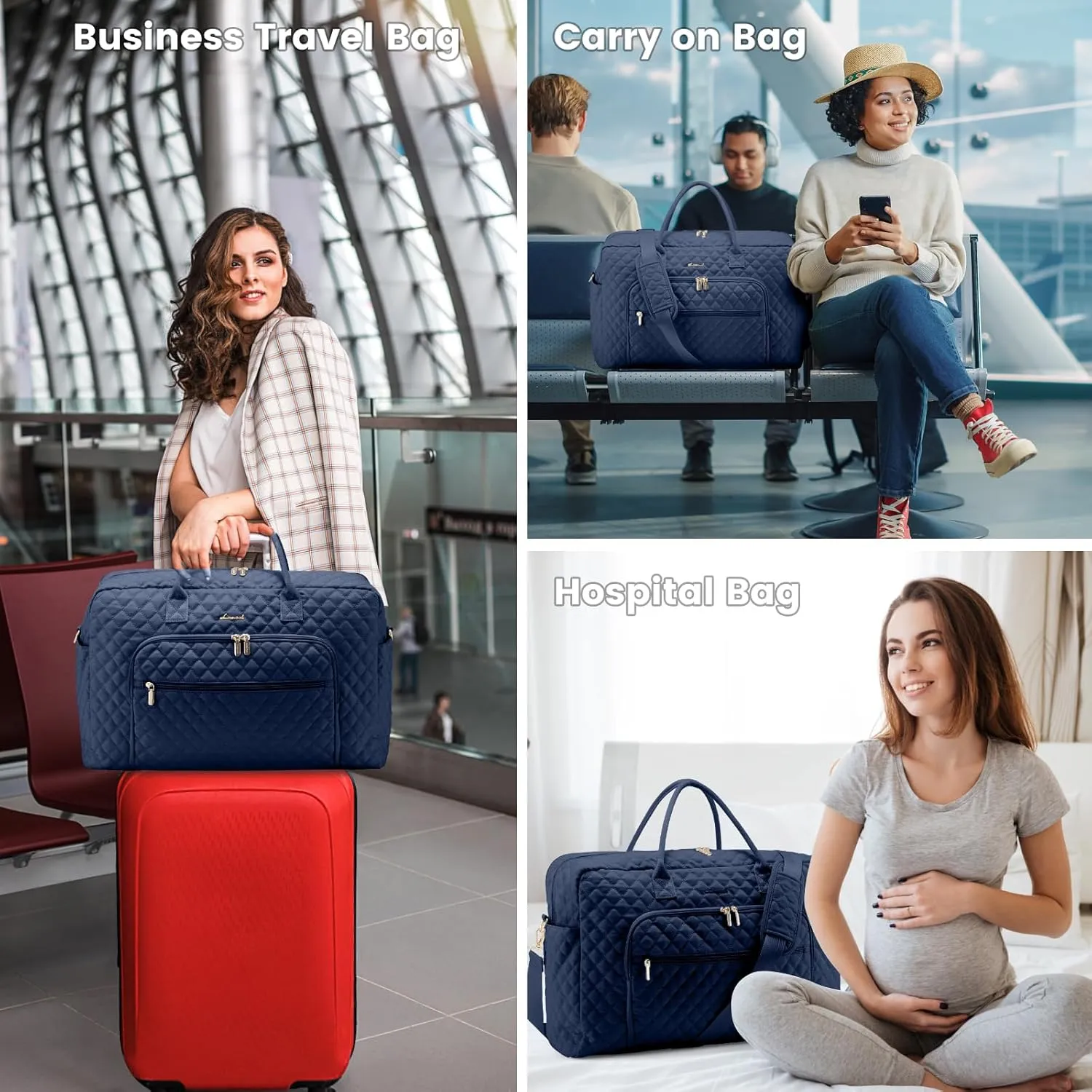 LOVEVOOK Travel Duffle Bag, Weekender Bag for Women with Toiletry Bag Carry on Overnight Bag with Laptop Compartment, Yoga Gym Bag with Wet Pocket Shoe Bag, Hospital Bag for Labor and Delivery