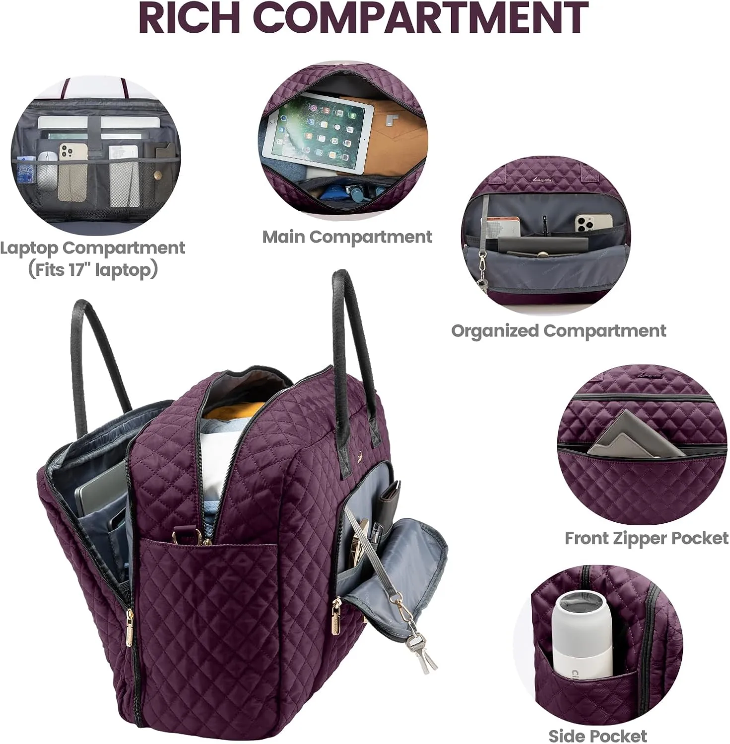LOVEVOOK Travel Duffle Bag, Weekender Bag for Women with Toiletry Bag Carry on Overnight Bag with Laptop Compartment, Yoga Gym Bag with Wet Pocket Shoe Bag, Hospital Bag for Labor and Delivery