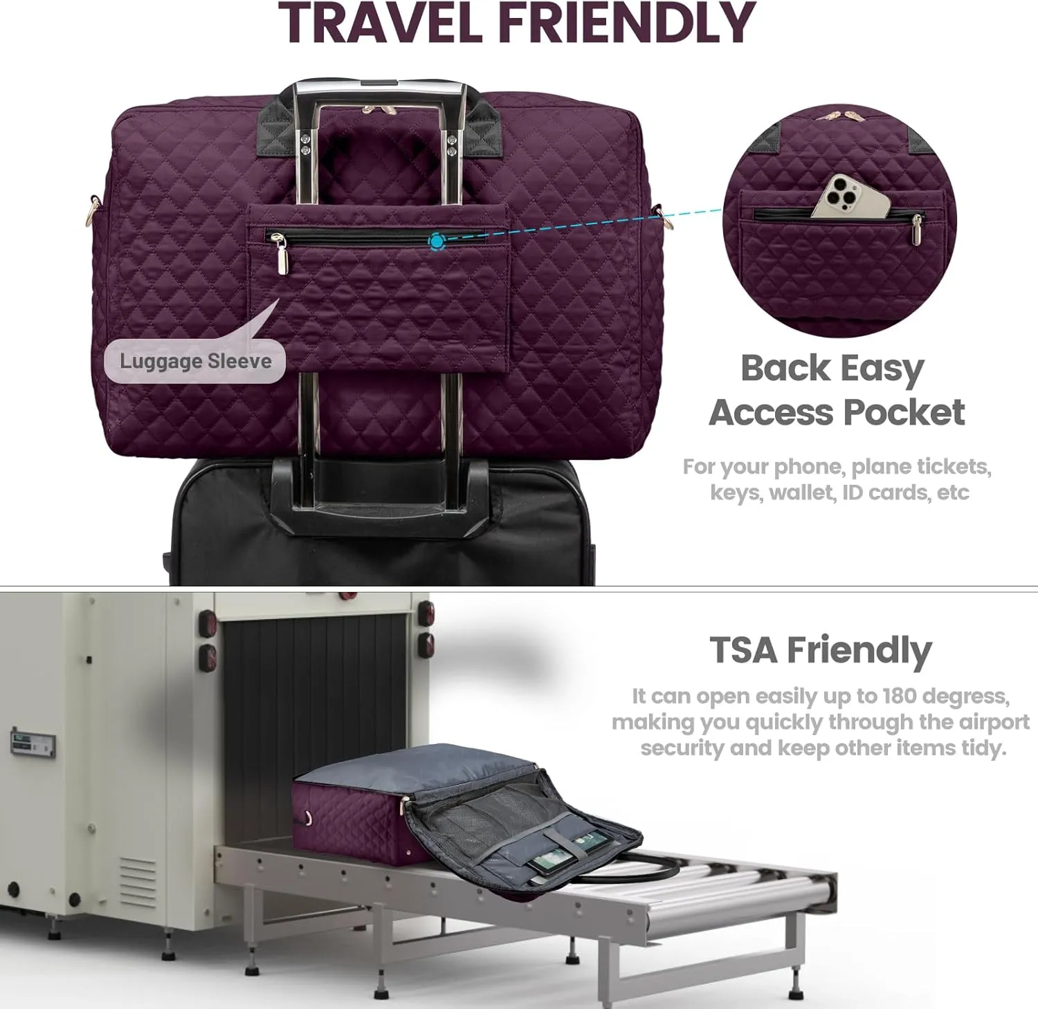 LOVEVOOK Travel Duffle Bag, Weekender Bag for Women with Toiletry Bag Carry on Overnight Bag with Laptop Compartment, Yoga Gym Bag with Wet Pocket Shoe Bag, Hospital Bag for Labor and Delivery