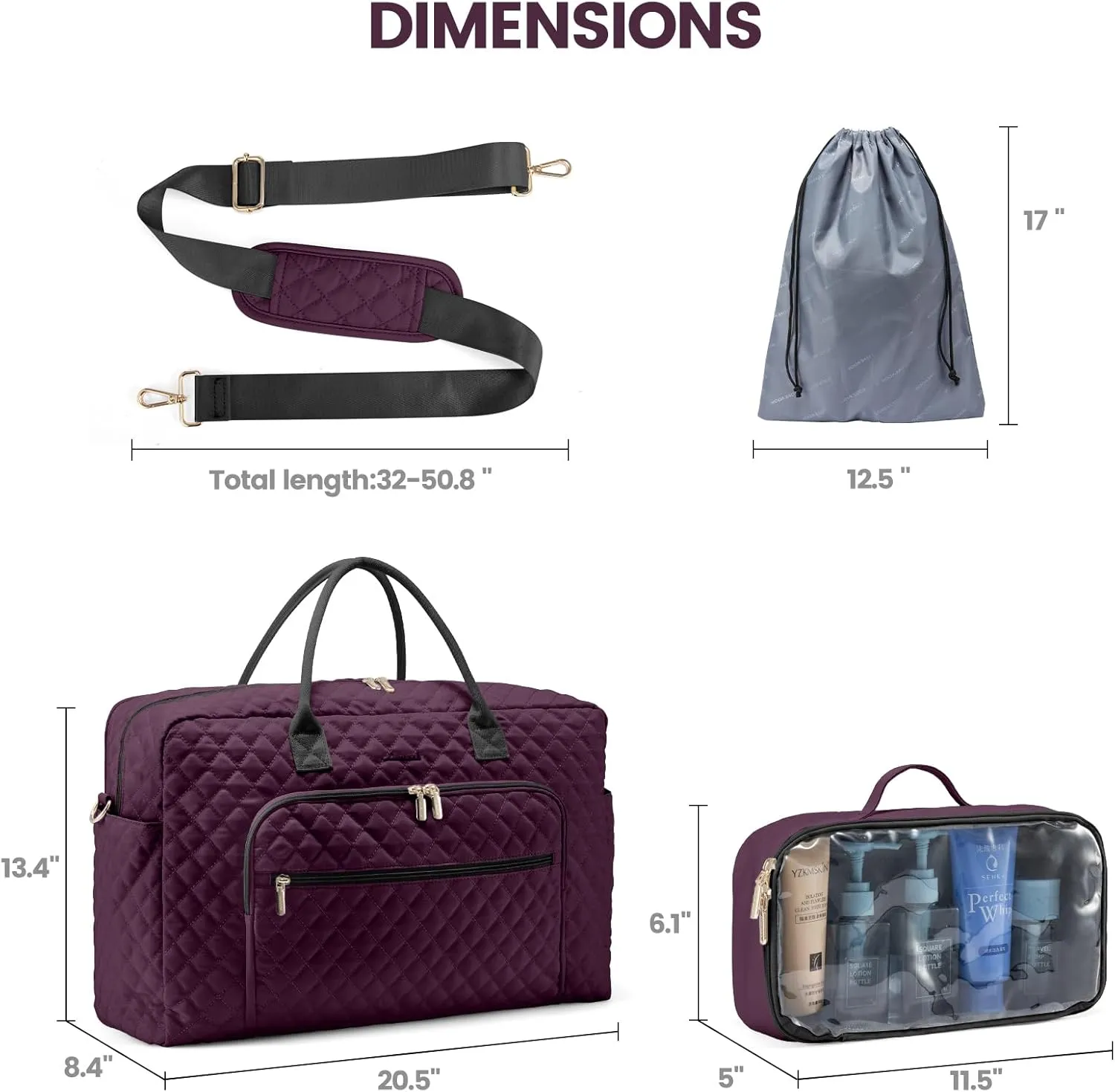 LOVEVOOK Travel Duffle Bag, Weekender Bag for Women with Toiletry Bag Carry on Overnight Bag with Laptop Compartment, Yoga Gym Bag with Wet Pocket Shoe Bag, Hospital Bag for Labor and Delivery