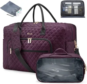 LOVEVOOK Travel Duffle Bag, Weekender Bag for Women with Toiletry Bag Carry on Overnight Bag with Laptop Compartment, Yoga Gym Bag with Wet Pocket Shoe Bag, Hospital Bag for Labor and Delivery