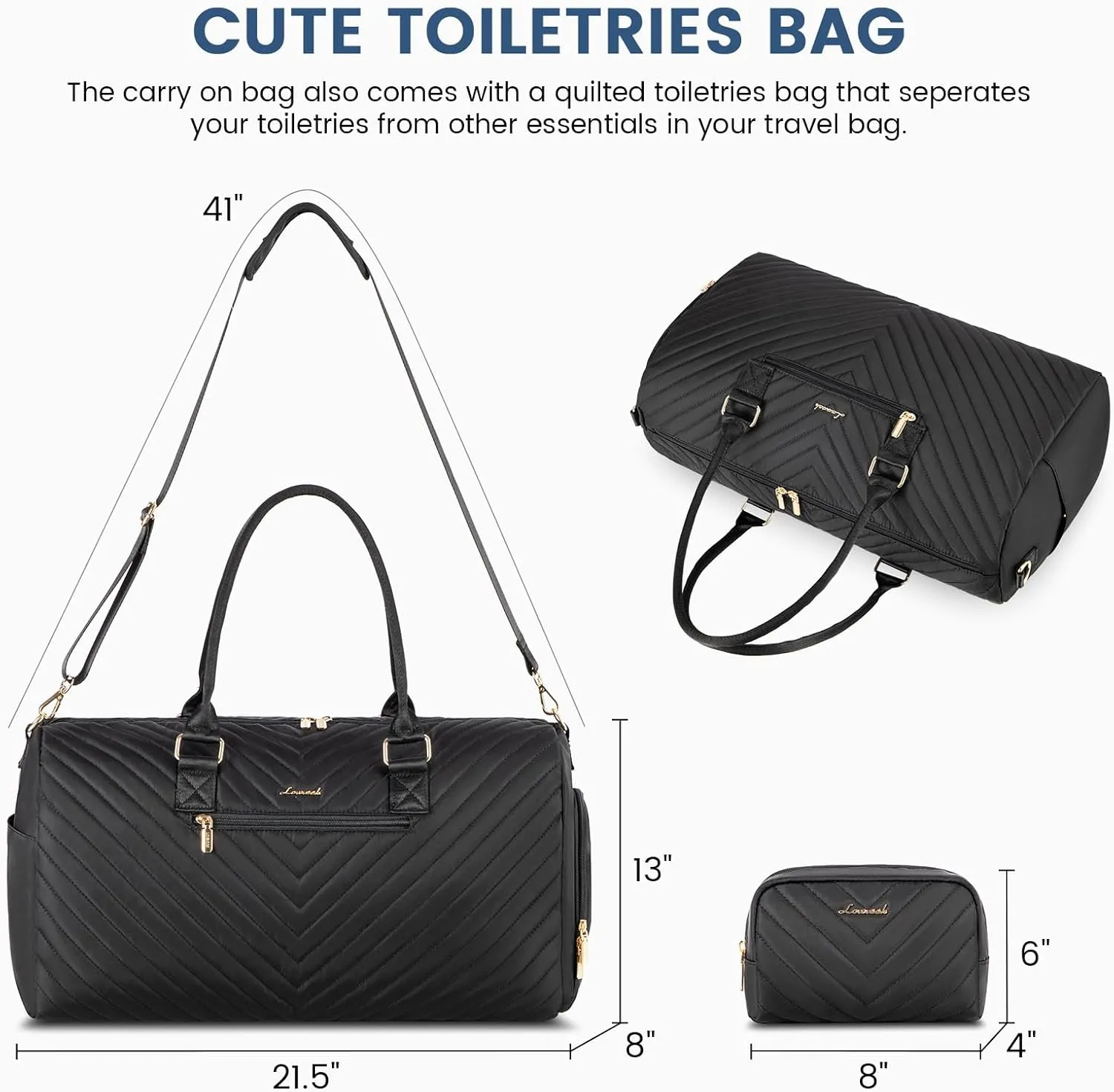 LOVEVOOK Travel Duffle Bag, Weekender Bag for Women with Toiletry Bag, Carry on Overnight Bag with Shoe Compartment, Gym Duffel Bag with Wet Pocket, Mommy Hospital Bags for Labor and Delivery