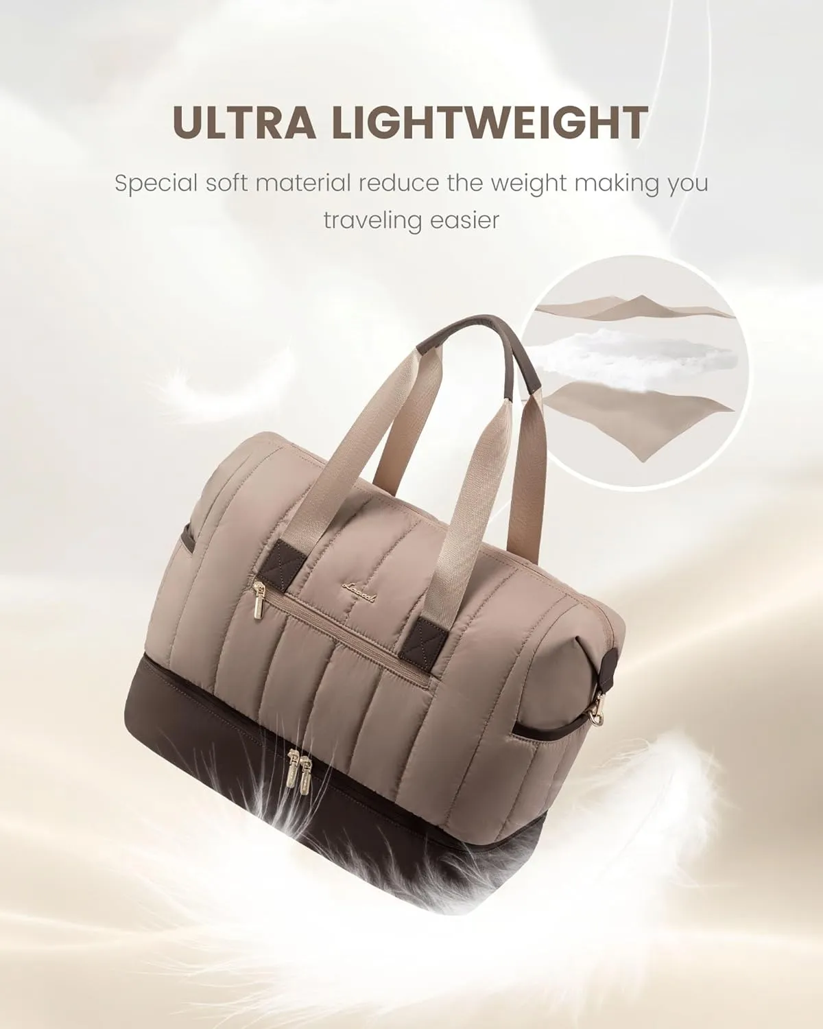 LOVEVOOK Travel Duffle Bag,Puffer Weekender Bags For Women with Shoe Compartment,42L Carry On Duffel Overnight Bags For Airplanes,Hospital Bag for Labor and Delivery,2Pcs Set