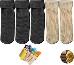 Manlira Socks Women,Fleece Cozy Socks Winter Warm Snow Socks,Fleece Cozy Ultra-Soft Velvet Slim Thermal Socks