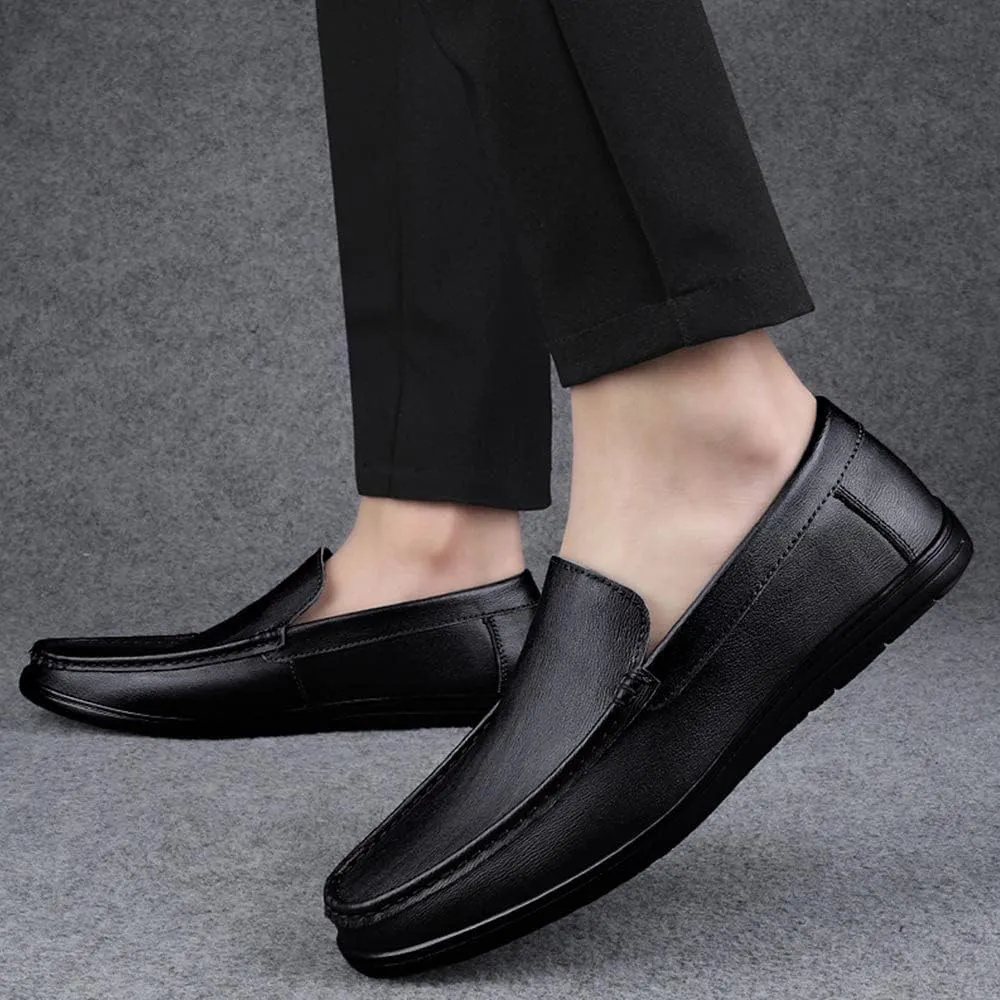 Maylrvjv Men's Loafers Slip-On Casual Leather Shoes Comfortable Soft Flexible Driving Flat Shoes