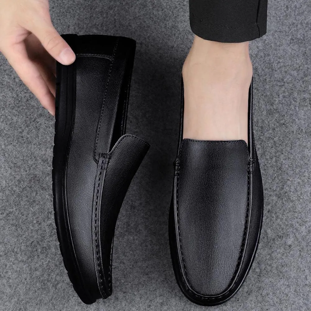 Maylrvjv Men's Loafers Slip-On Casual Leather Shoes Comfortable Soft Flexible Driving Flat Shoes