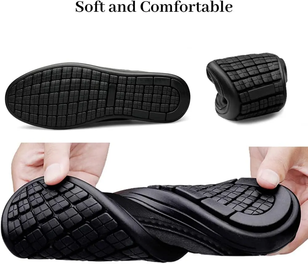 Maylrvjv Men's Loafers Slip-On Casual Leather Shoes Comfortable Soft Flexible Driving Flat Shoes
