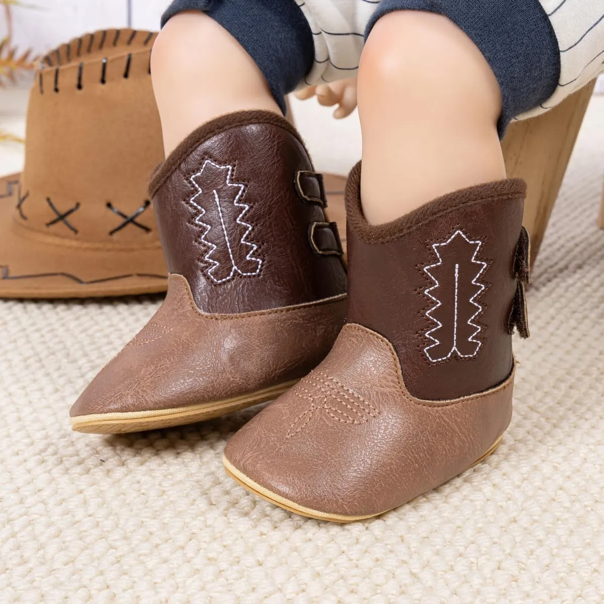 Meckior Baby Girls Cowboy Tassel Boots Side Zipper Moccasins Soft Bottom Non-Slip Toddler Shoe