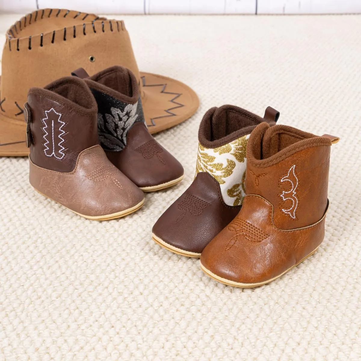 Meckior Baby Girls Cowboy Tassel Boots Side Zipper Moccasins Soft Bottom Non-Slip Toddler Shoe