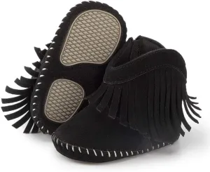 Meckior Baby Girls Cowboy Tassel Boots Side Zipper Moccasins Soft Bottom Non-Slip Toddler Shoe