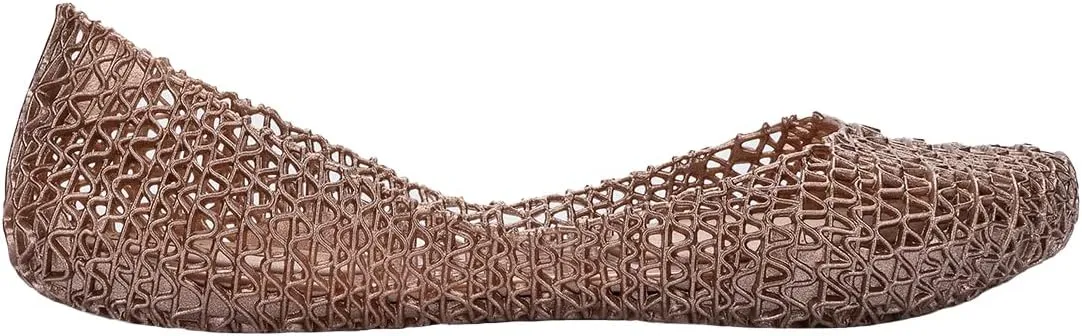 Melissa Campana Papel Flats for Women - Comfortable, Stylish & Flexible Slide-On Closed-Toe Jelly Flat Shoes with Hollow Interwoven Cut Out Design