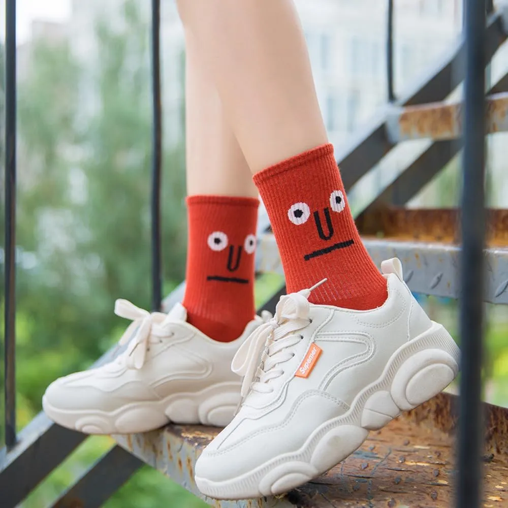 Meloday 10 PACK Crazy Funny Emotion Crew Socks Soft Cotton - 10 different fun designs and color per pack