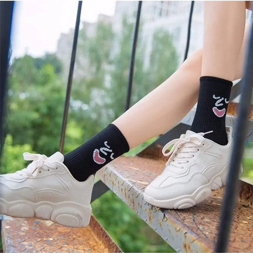 Meloday 10 PACK Crazy Funny Emotion Crew Socks Soft Cotton - 10 different fun designs and color per pack