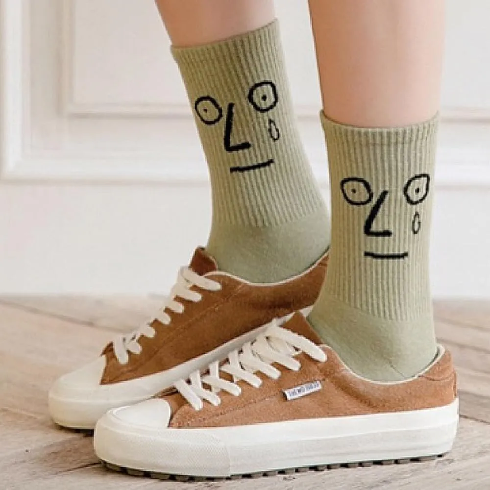 Meloday 10 PACK Crazy Funny Emotion Crew Socks Soft Cotton - 10 different fun designs and color per pack