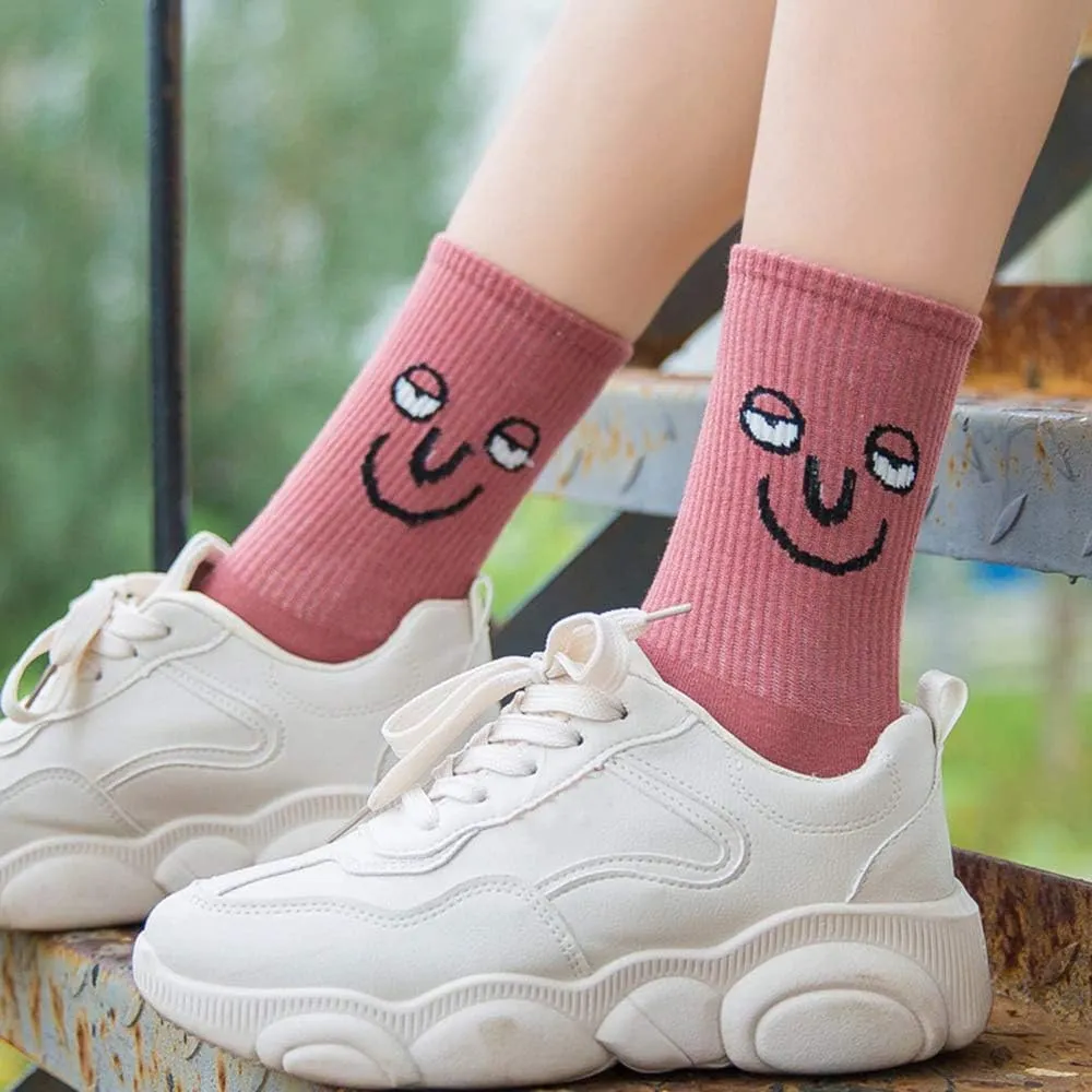 Meloday 10 PACK Crazy Funny Emotion Crew Socks Soft Cotton - 10 different fun designs and color per pack