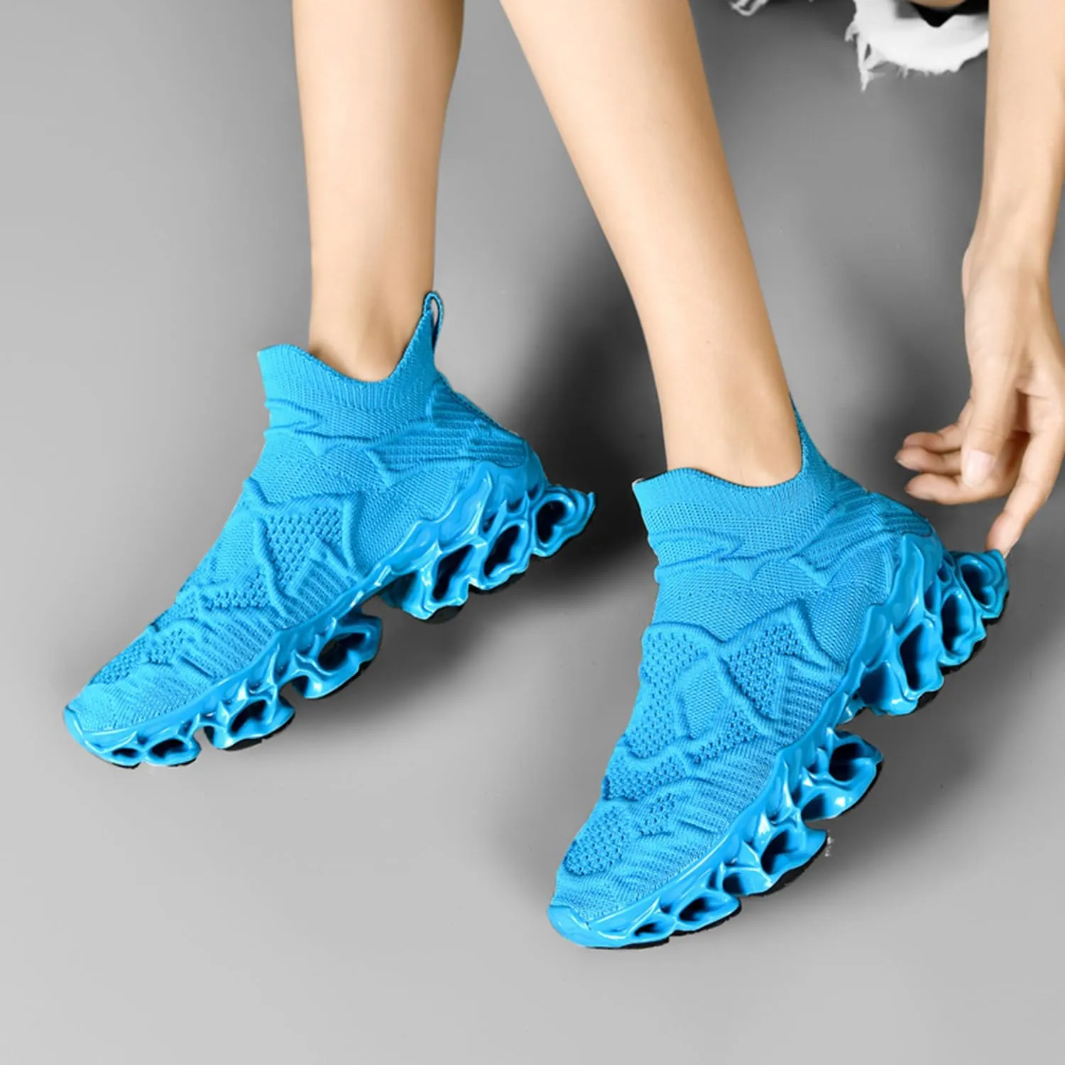 Men Women Sneakers Mesh Breathable Comfort Slip on Athletic Sport Trail Running Blade Walking Tennis Shoes