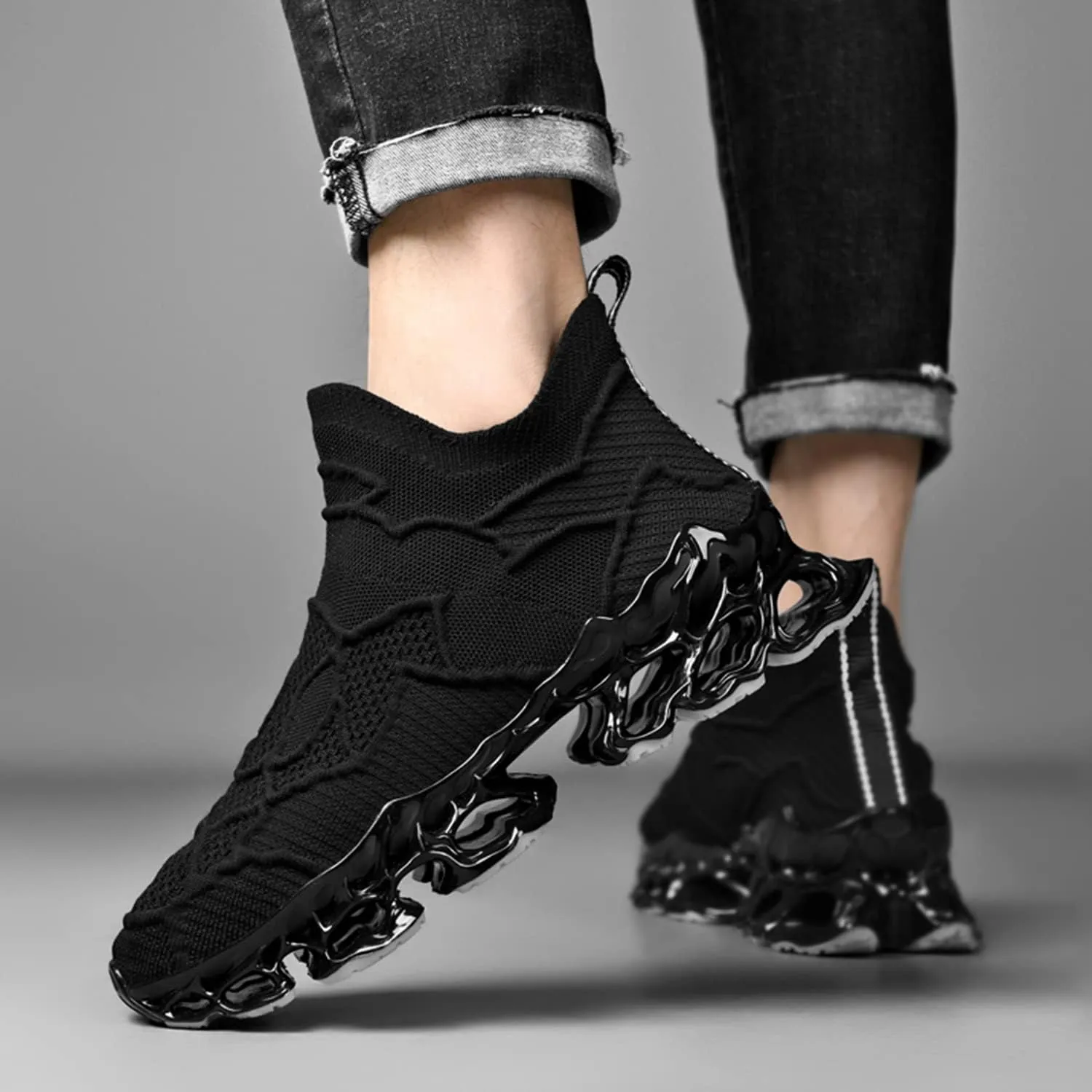 Men Women Sneakers Mesh Breathable Comfort Slip on Athletic Sport Trail Running Blade Walking Tennis Shoes