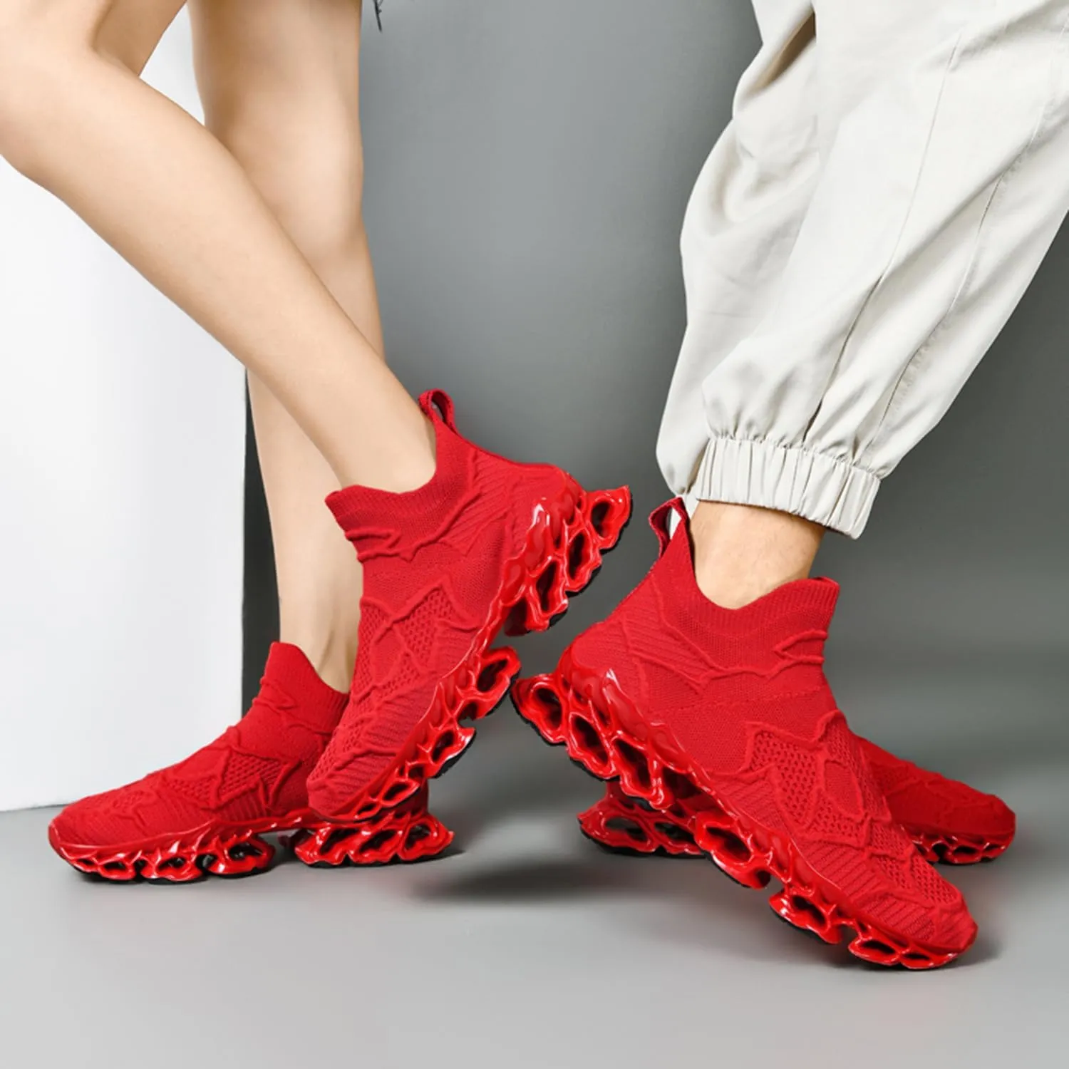 Men Women Sneakers Mesh Breathable Comfort Slip on Athletic Sport Trail Running Blade Walking Tennis Shoes