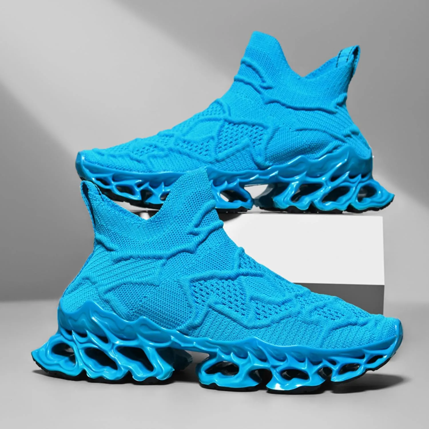 Men Women Sneakers Mesh Breathable Comfort Slip on Athletic Sport Trail Running Blade Walking Tennis Shoes