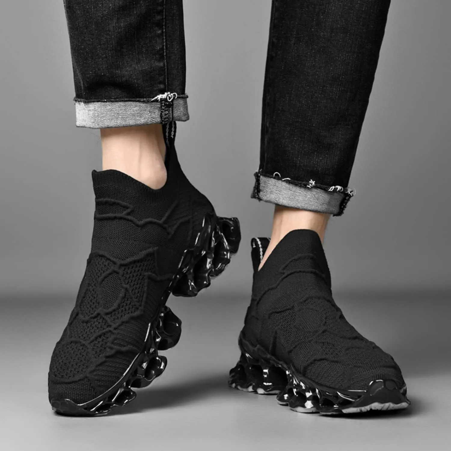 Men Women Sneakers Mesh Breathable Comfort Slip on Athletic Sport Trail Running Blade Walking Tennis Shoes