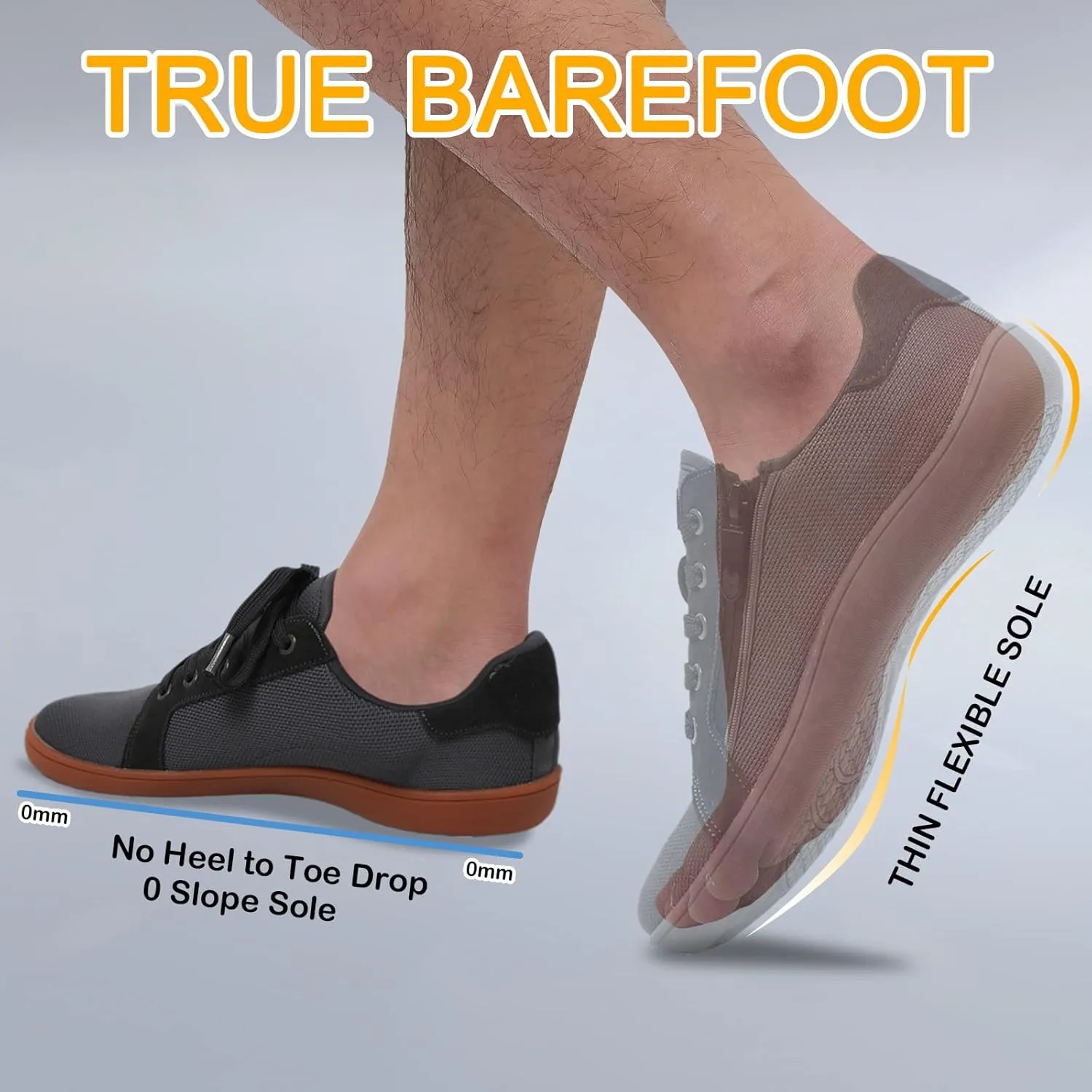 Mens Barefoot Walking Shoes Wide Toe Zero Drop Minimalist Shoes Comfortable Casual Shoes for Gym Driving Office