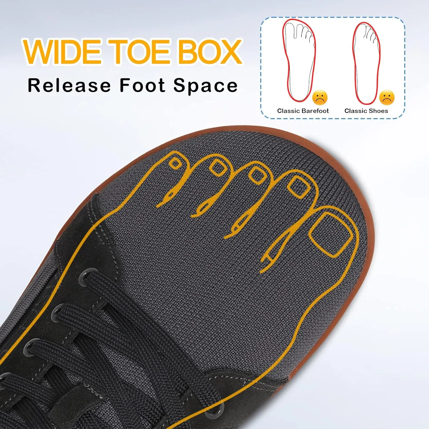 Mens Barefoot Walking Shoes Wide Toe Zero Drop Minimalist Shoes Comfortable Casual Shoes for Gym Driving Office
