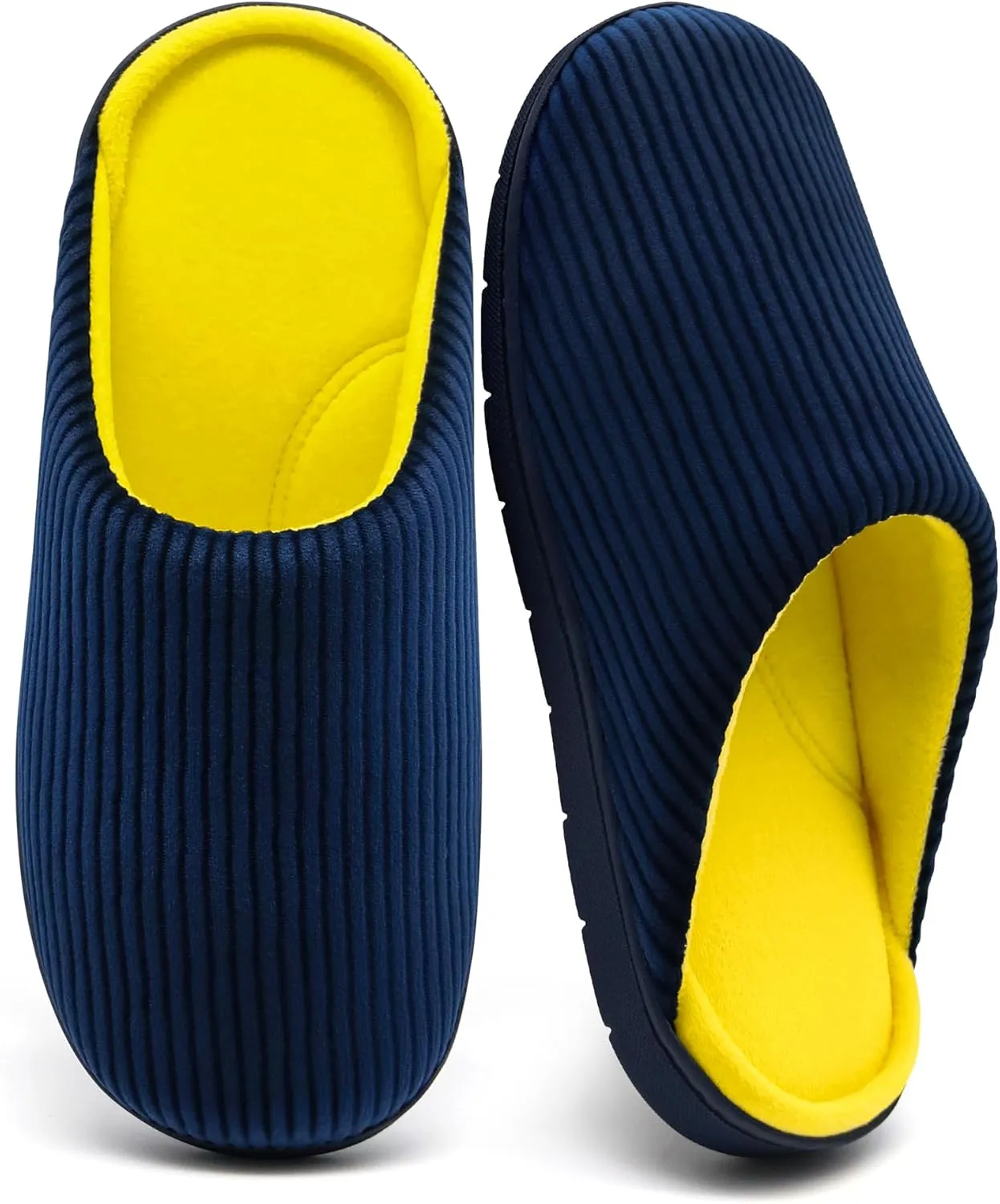 Men's Bedroom House Slippers, Comfy Two-Tone Clog Home Shoes for Men Indoor Outdoor Non-slip Sole, Cozy Mens Half Scuff Closed Toe for Winter